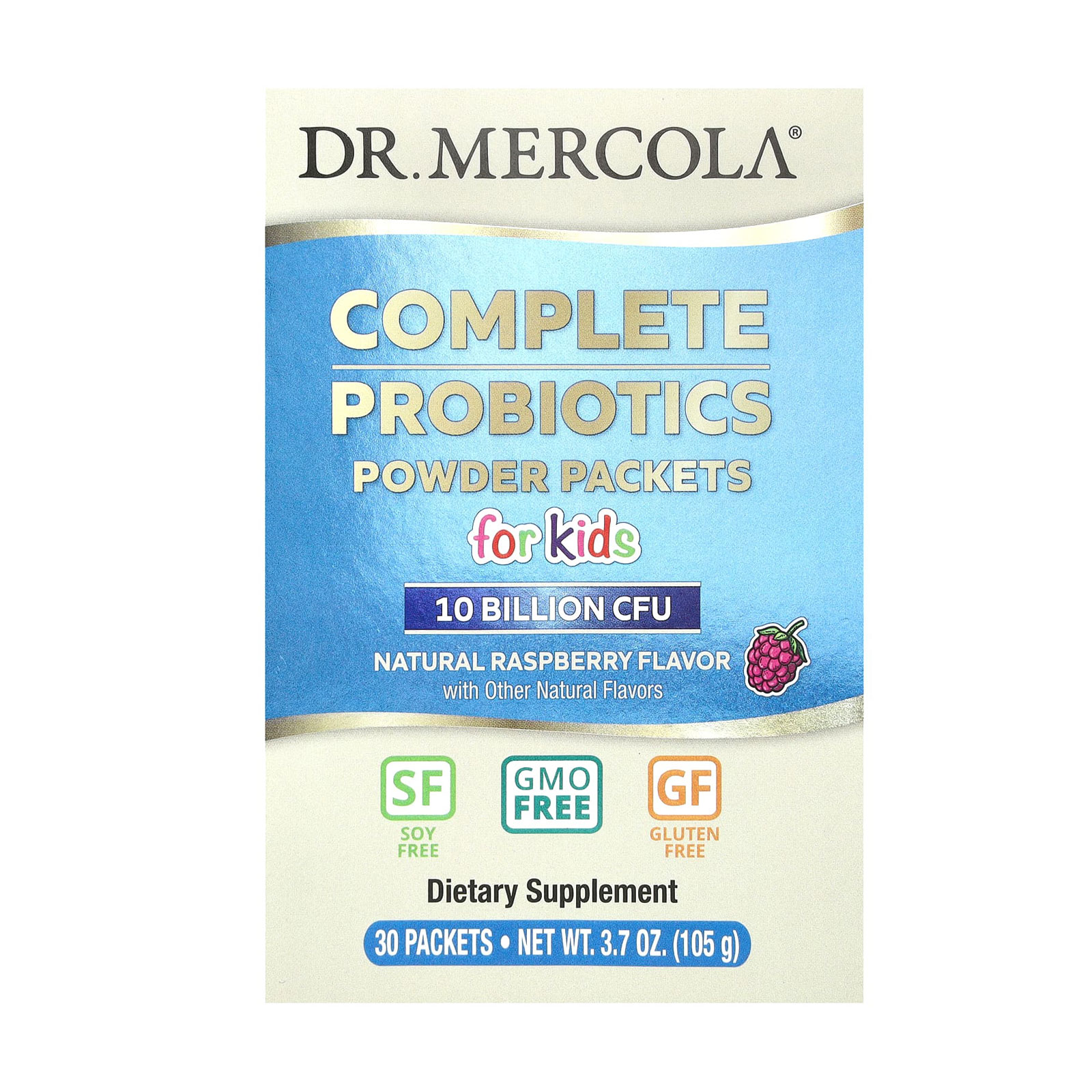 Пробіотик для дітей Dr. Mercola Complete Probiotics, 10 млрд КОЕ, зі смаком малини, в порошку, 105 г
